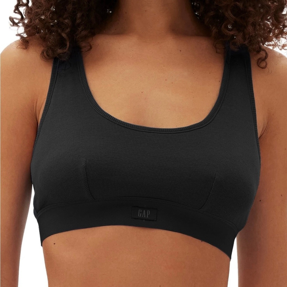 Lot of 2 - GAP BODY Cotton Rib Racerback Bralette Black Size Medium - Picture 5 of 7